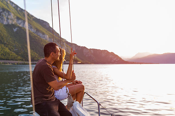istock Romantic couple on sailing boat 545338806