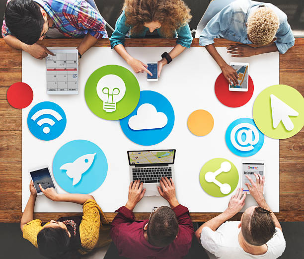 istock Creative People Working Social Media Icon Concept 545339910