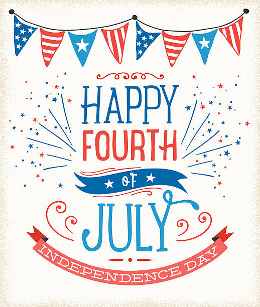 July Fourth Sign Fourth of July greetings.  Global colors used, hi res jpeg included.   Scroll down to see more of my illustrations linked below. 4th of july fireworks stock illustrations