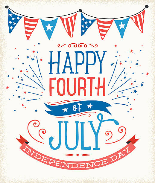 July Fourth Sign Fourth of July greetings. Global colors used, hi res jpeg included. Scroll down to see more of my illustrations linked below. red pennant stock illustrations