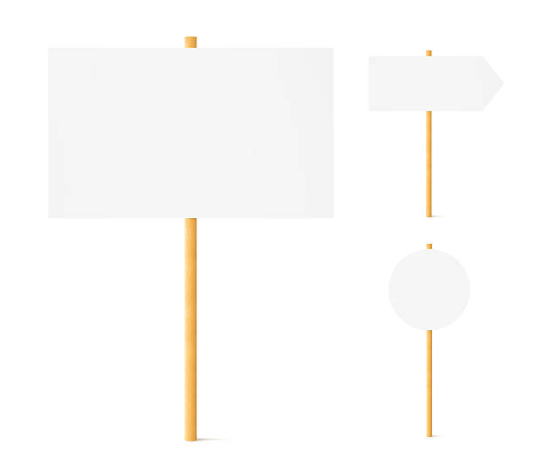 istock Banners mock up set wooden sticks isolated 545342034