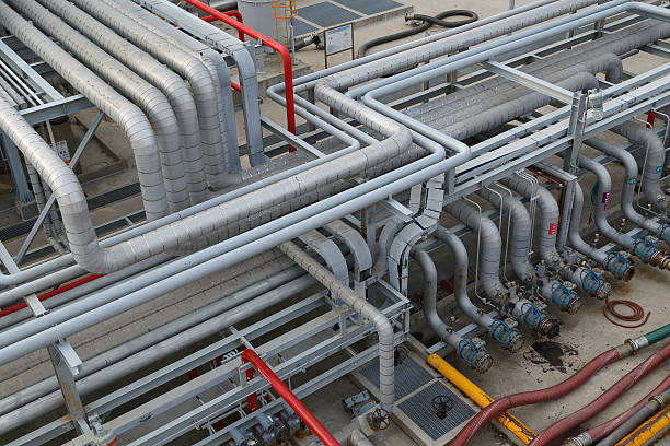 istock Bends of the pipeline with gates 545343182