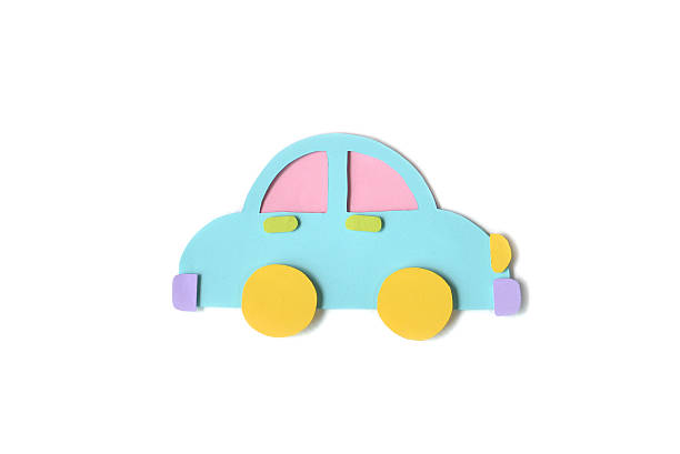 Car toy paper cut on white background - isolated