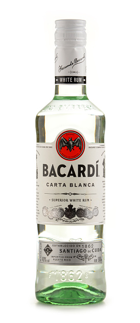 Poznan, Poland - June 23, 2016: Bacardi white rum is a product of Bacardi Limited, the largest privately held, family-owned spirits company in the world, headquartered in Hamilton, Bermuda.