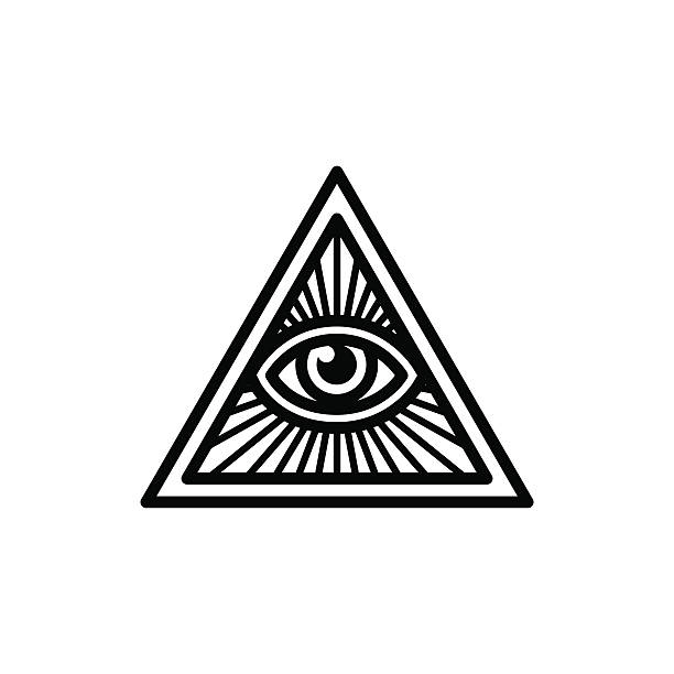 All seeing eye symbol Masonic symbol, All Seeing Eye inside triangle with beams. Isolated vector illustration, geometric line icon. masonic symbol stock illustrations