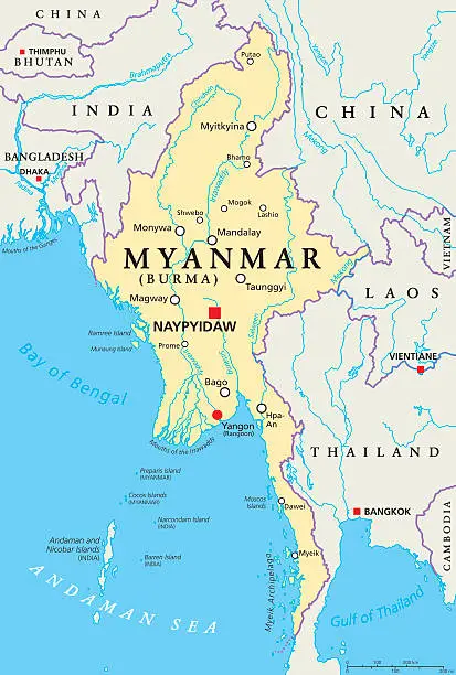 Vector illustration of Myanmar Burma Political Map