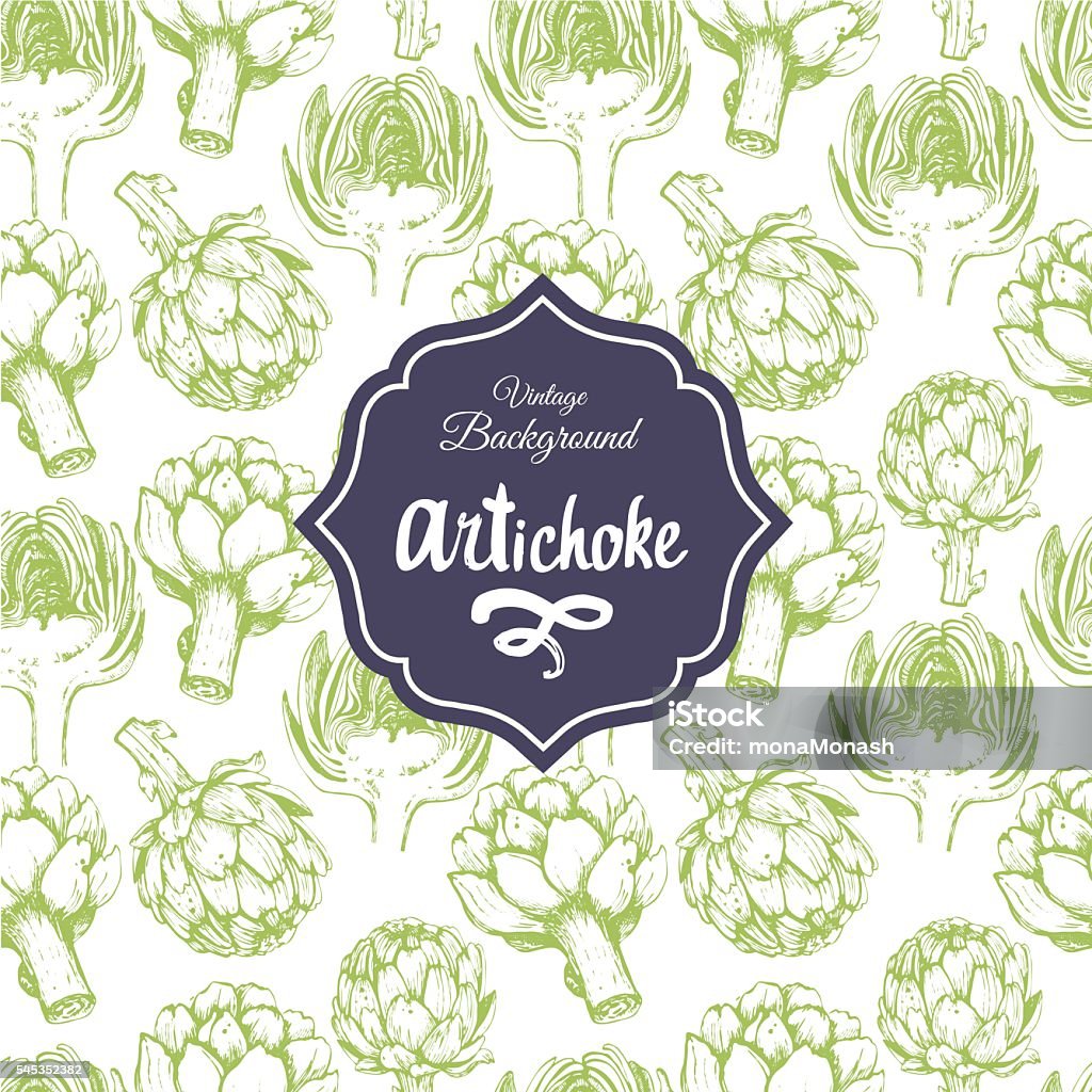 Seamless nature background with artichoke. Fresh food . Vegetables vintage pattern. Hand-drawn sketch of artichoke. Artichoke stock vector