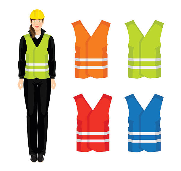 illustrations, cliparts, dessins animés et icônes de illustration vectorielle d’un gilet de sécurité de différentes couleurs - red vest