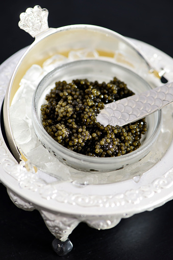 Black Caviar Served on Ice 