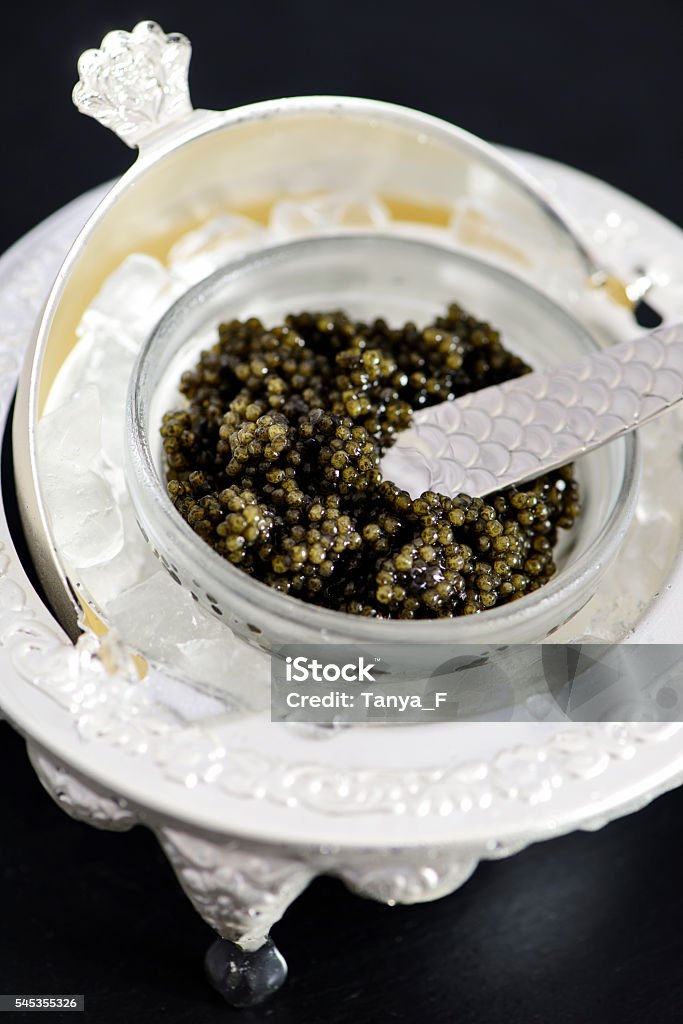 Black Caviar Black Caviar Served on Ice  Caviar Stock Photo