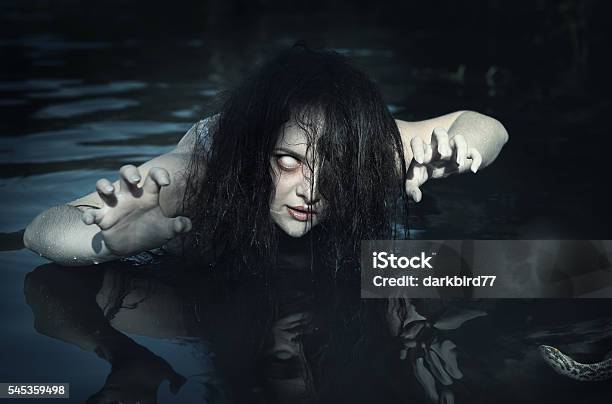 Terrible Dead Ghost Woman In The Water Stock Photo - Download Image Now -  Spooky, Horror, Teenage Girls - iStock