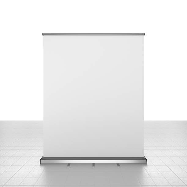 rollup or banners on white long rollup or vertical banner on white background roll up banner photos stock pictures, royalty-free photos & images