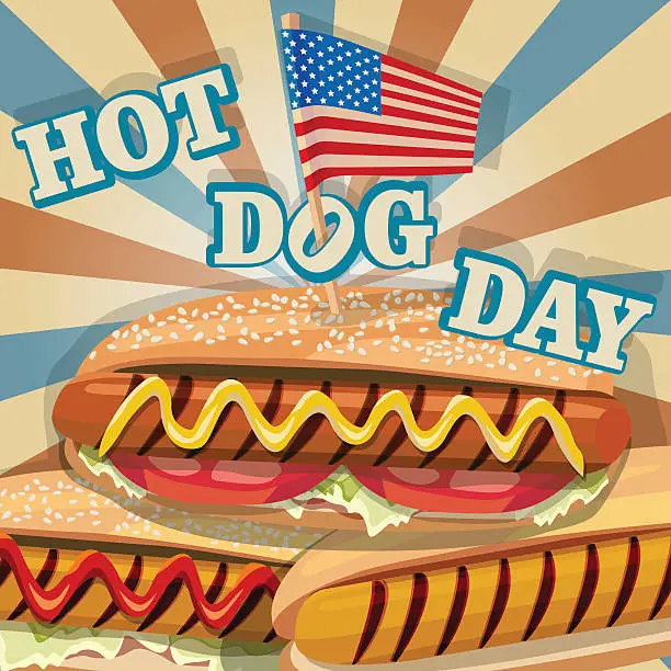 Vector illustration of hot dog day