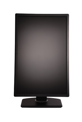 Black PC monitor white background with soft shadow (Clipping path)