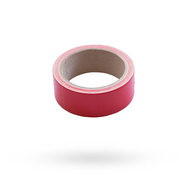 adhesive tape red isolated on white - red tape adhesive tape red bureaucracy imagens e fotografias de stock