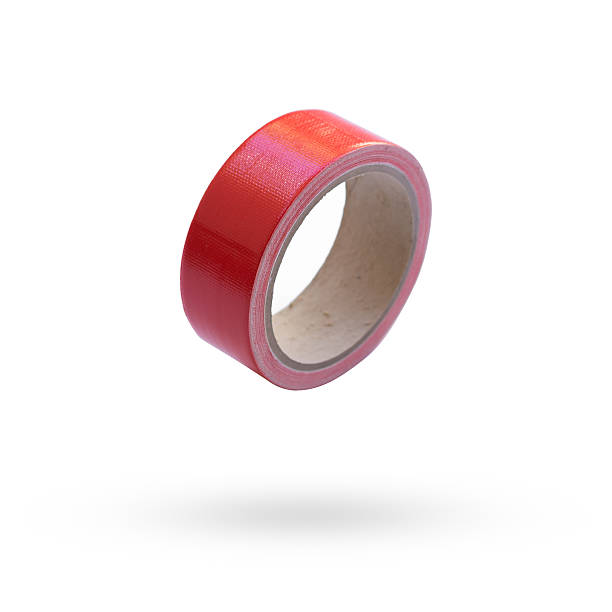 adhesive tape red isolated on white - red tape adhesive tape red bureaucracy imagens e fotografias de stock