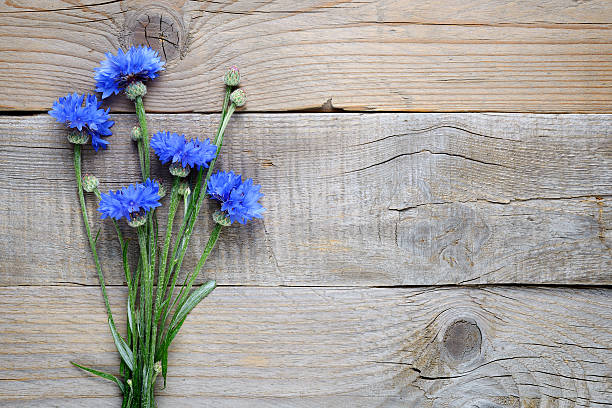 istock Bouquet of cornflowers on wooden background 545362276