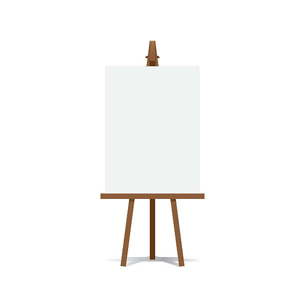 art sztaluga i puste miejsce na płótnie gotowe do reklamy. - canvas easel blank art stock illustrations