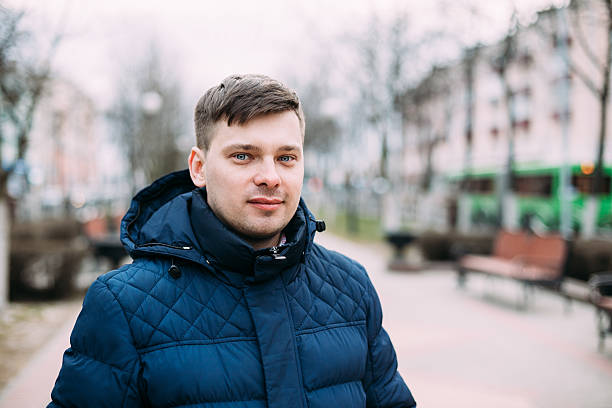 istock Young Handsome Man In Blue Jacket Outdoor. Spring Season. 545365566