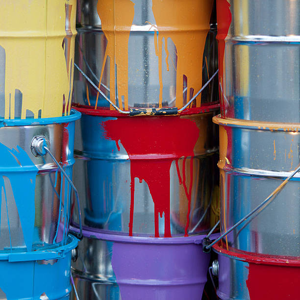 istock Buckets of multicolored paint 545366224