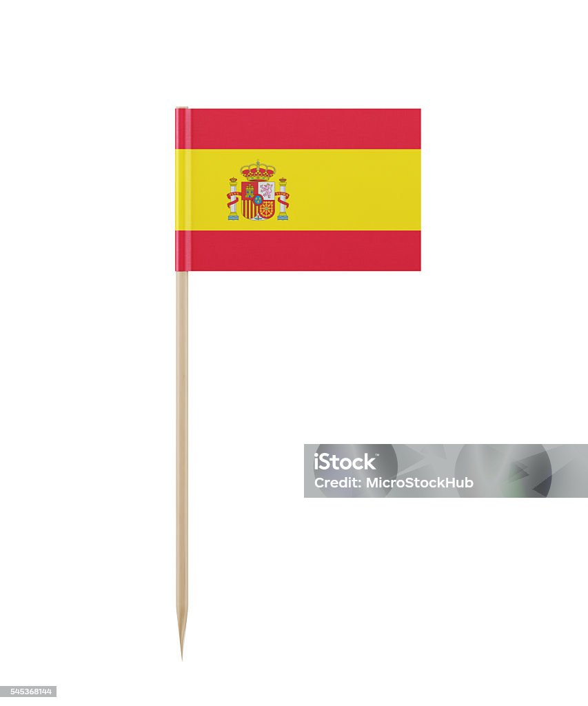 Piccola bandiera spagnola su uno stuzzicadenti - Foto stock royalty-free di Spagna