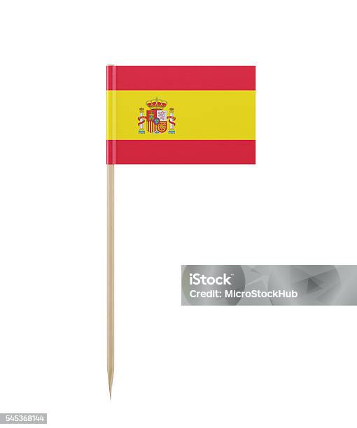 Piccola Bandiera Spagnola Su Uno Stuzzicadenti - Fotografie stock e altre immagini di Spagna - Spagna, Bandiera, Bandiera nazionale