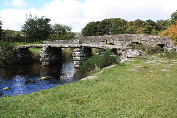 istock Clapper Bridge in front of Roadbridge, Postbridge, Dartmoor National Park 545369272