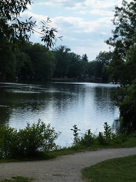 Canada Stratford,On, Bridge over Avon River, Vertical View