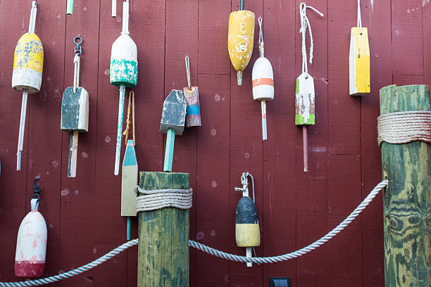 istock Fishing buoys on wall 545370438