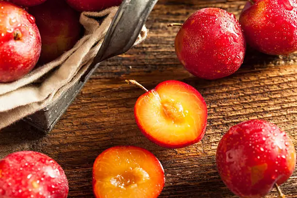 Fresh Raw Organic Cherry Plums Ready to Eat