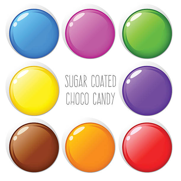 ilustrações, clipart, desenhos animados e ícones de doce de chocolate revestido de açúcar colorido - candy coated