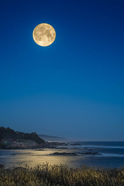 수확하다 moon - coastline california northern california cliff 뉴스 사진 이미지