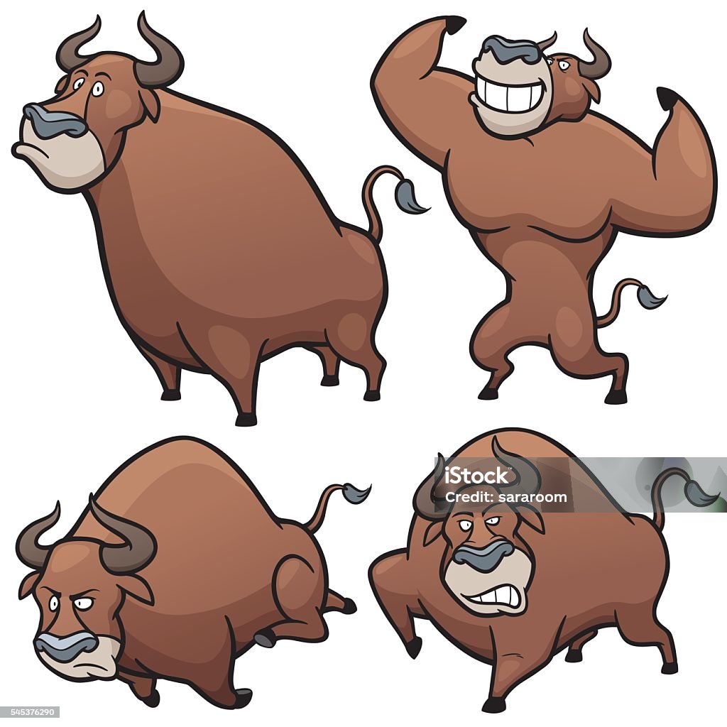 Bull Character Vector illustration of Cartoon Bull Character Set Animal stock vector