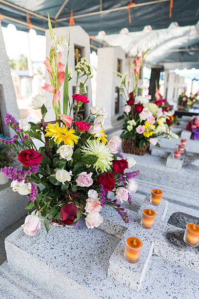 istock Candles and Flowers over Grave 545422620