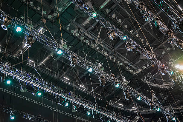 istock Metal girder extensive scaffolding providing platforms for stage structure support 545424004