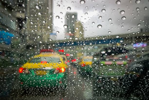 istock Rain Drops On The Glass Electric light 545425082