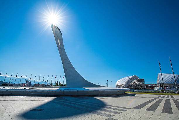 Sochi, Adler, Russia - July 06, 2016: the fire of Olympic games at the Olympic Park during the World Choir Games 2016