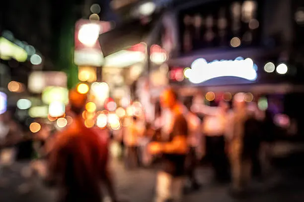 Photo of Abstract background of people in Lan Kwai Fong Hong Kong