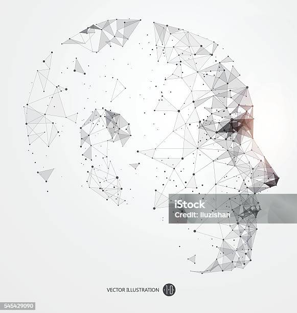 Point Connexion De Ligne À Partir Du Contour De La Tête Illustration Vectorielle Vecteurs libres de droits et plus d'images vectorielles de Abstrait