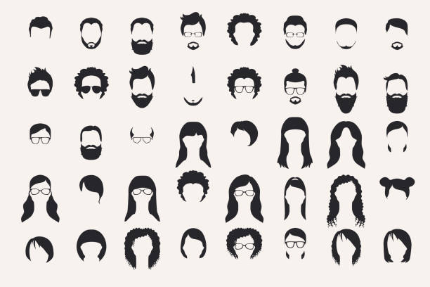 Set Of Monochrome Icons Hearstyle And Beards Stock Illustration - Download Image Now - Avatar, Cartoon, Hairstyle - iStock Set Of Monochrome Icons Hearstyle And Beards Stock Illustration - Download Image Now - Avatar, Cartoon, Hairstyle - iStock