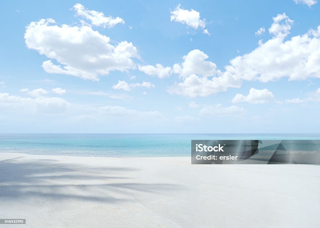 sea view View of nice tropical beach with blue sky above  Beach Stock Photo