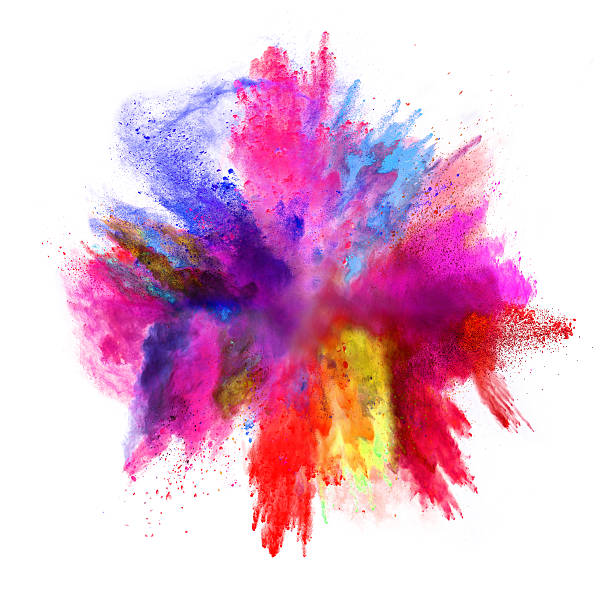 istock Explosion of colored powder on white background 545432210