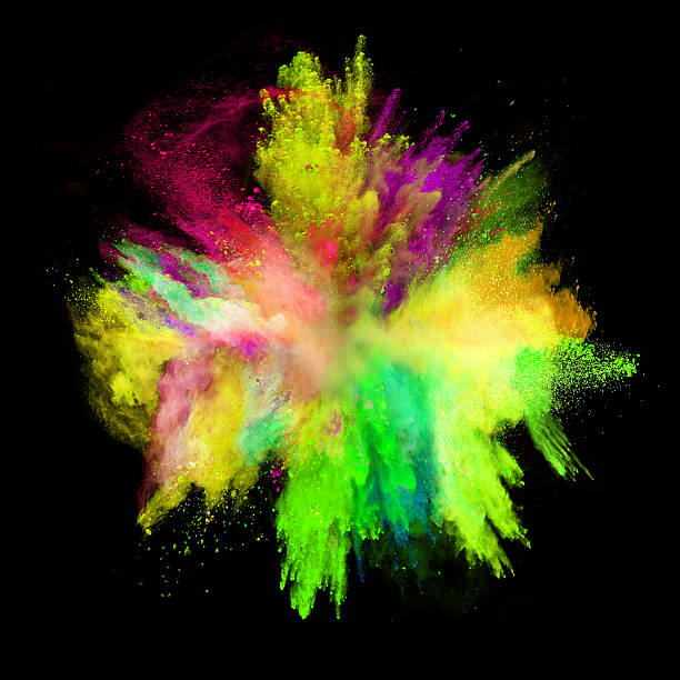 istock Explosion of colored powder on black background 545433132