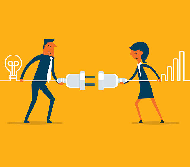 Connecting business people Connecting business people two pin plug stock illustrations