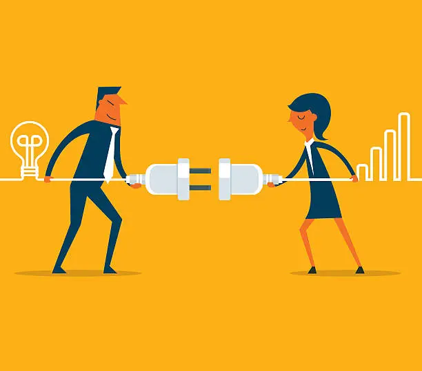 Vector illustration of Connecting business people