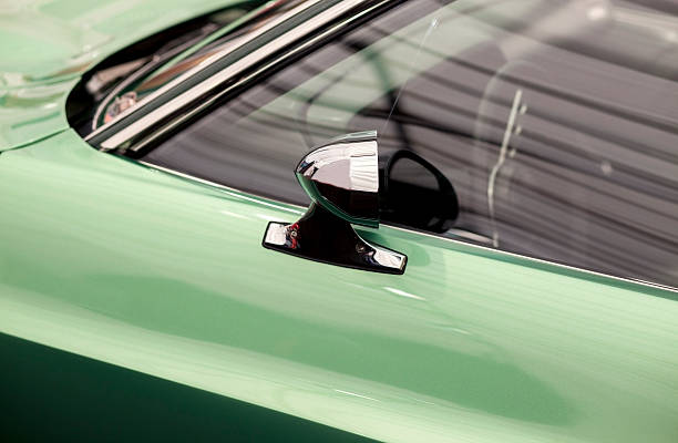 istock Classic car mirror and side window and door 545440614