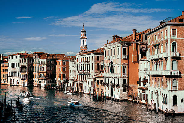 Venice, Italy - November 28, 2014: people use speed boat in Grand Canal in Venice Italy