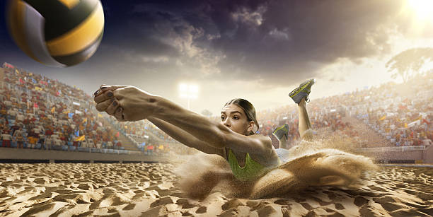 Female volleyball player in action