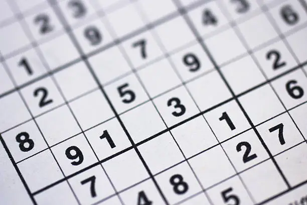 Numbers of Sudoku printed of paper