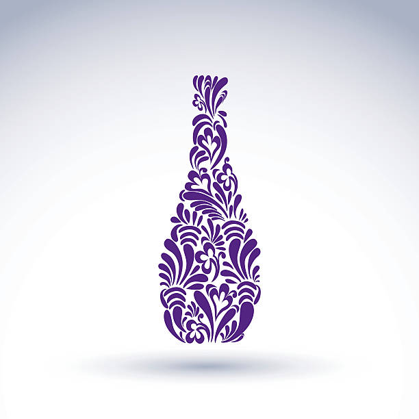 alkohol motyw graficzny kwiat-wzorzyste element. bidon classic - flowerpatterned stock illustrations